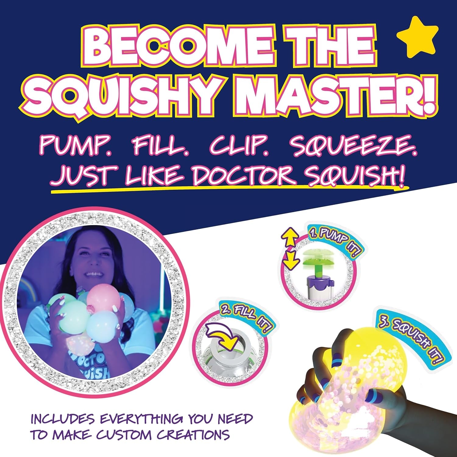 Neon Squishy Maker Station: DIY Glow-in-the-Dark Squishies Kit with Sparkles and Slime Powder for Ages 8 and Up