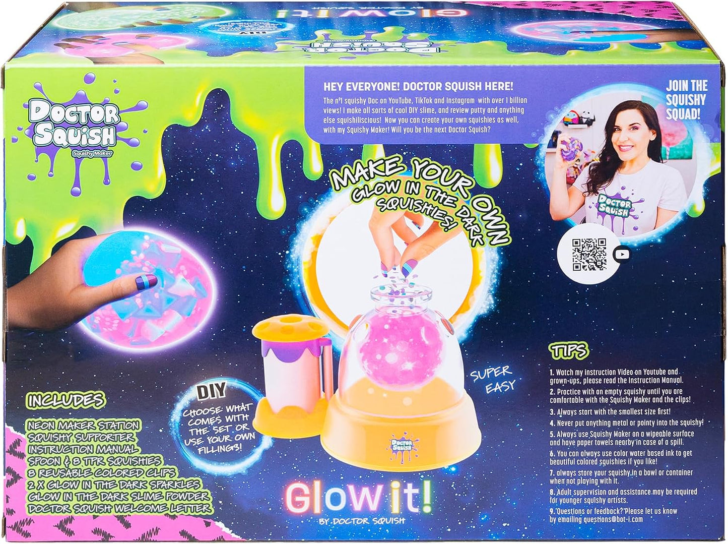 Neon Squishy Maker Station: DIY Glow-in-the-Dark Squishies Kit with Sparkles and Slime Powder for Ages 8 and Up