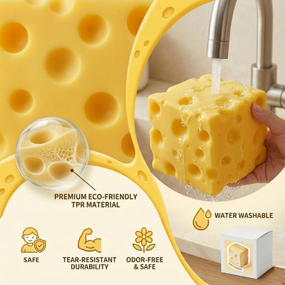 Big Cheese Squishy Toy, Jumbo Soft Sensory Cheese Block Stress Ball, Large Slow Rising Squeeze Fidget Toys for Adults , Giant Realistic Cheese Cube Novelty Gift for Relax and Focus (3.9In)