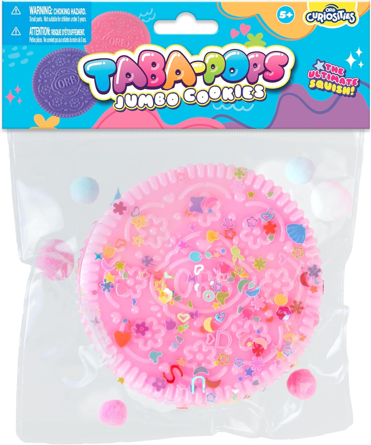 ORB Tabalicious Jumbo Pink TABA Squishy Cookie - Extra Soft, Oversized Sandwich Cookie for Stress Relief - Fidget Toy for All Ages