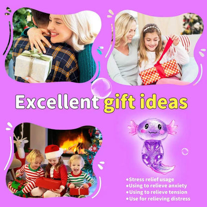 Axolotls Squishies Fidget Stress Ball,Cute Squishies Axolotls Toy,Easter Basket Stuffers, Stress Ball Squeeze Toys for Stress Relief (Purple)