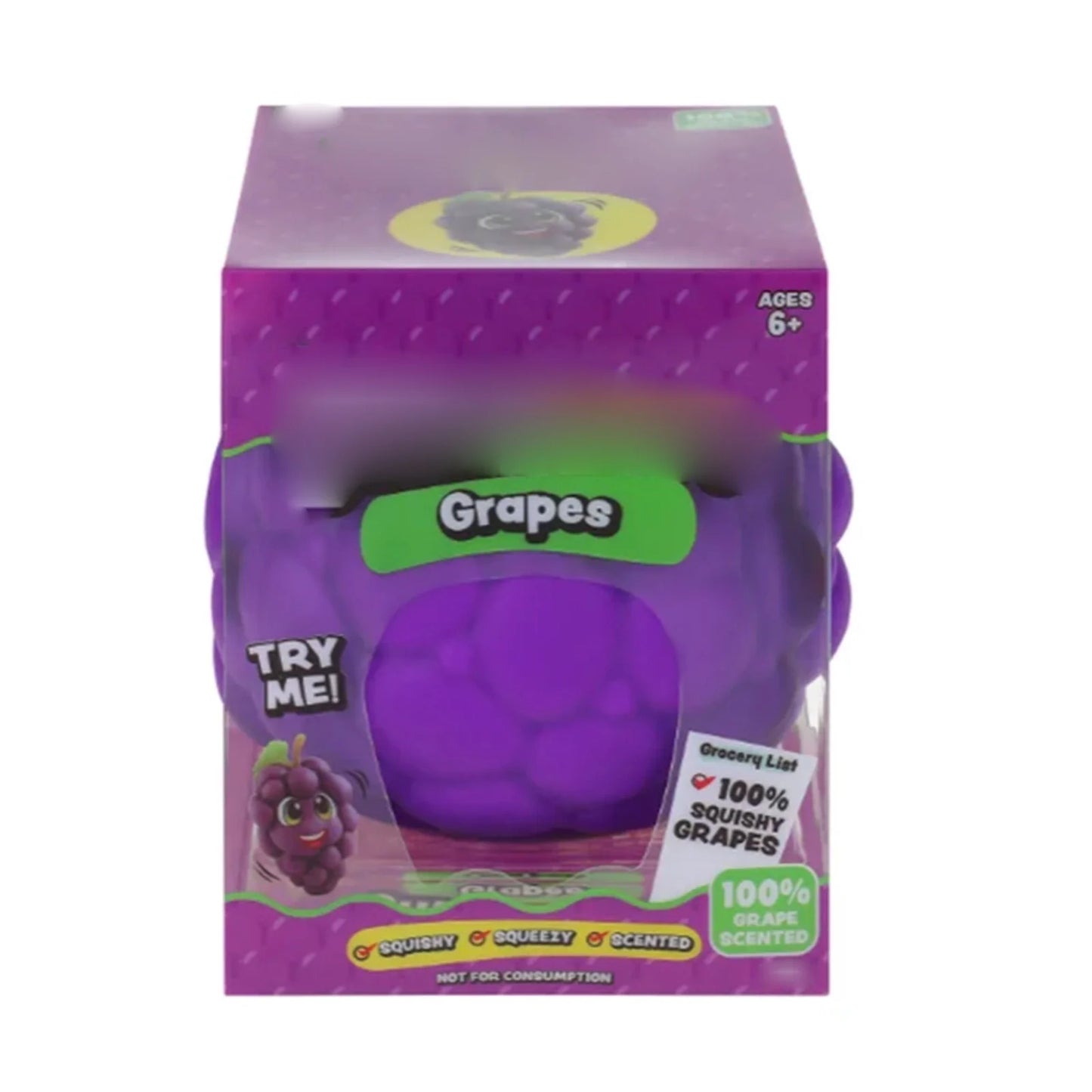 Purple Grape Squish Toys, 3.5" Fruit Taba Squish Toys, Stress Balls, Gifts