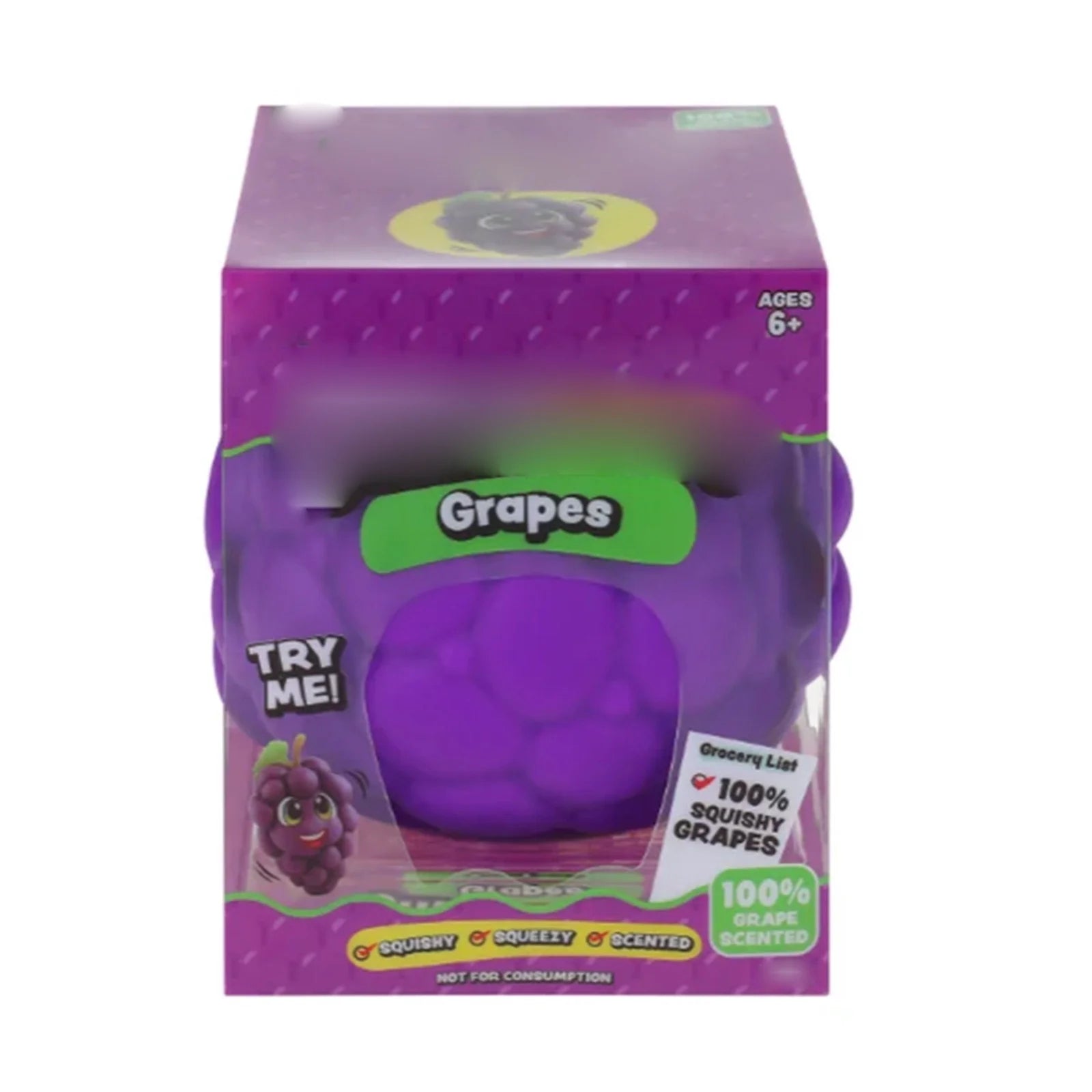 Purple Grape Squish Toys, 3.5" Fruit Taba Squish Toys, Stress Balls, Gifts