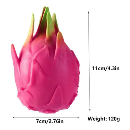 Dragon Fruit, Peach, Orange, Durian, Mango, Banana, and Strawberry Soft Squeeze Stress Relief Fidget Toy for Office and Home