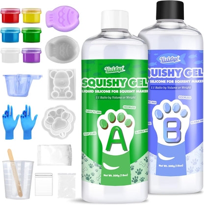 Premium Fast Cure Liquid Silicone for Taba Squishy Kit, 36oz, 1:1 AB Ratio, Ultra-Soft Silicone Rubber Making Kit for Cat Paw, Snapper, and DIY Stress Relief Gifts