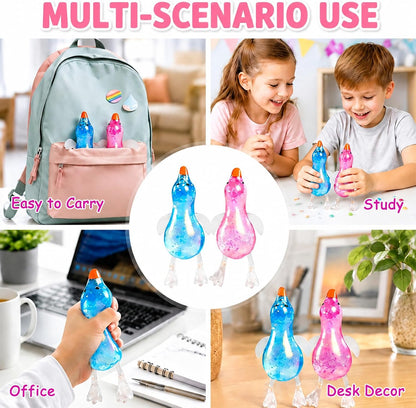 Glitter Duck Stress Ball - Soft Slow Rising Squishy Toy for Anxiety Relief, Ideal Sensory Fidget for Adults and Kids, Unique Desk Decor