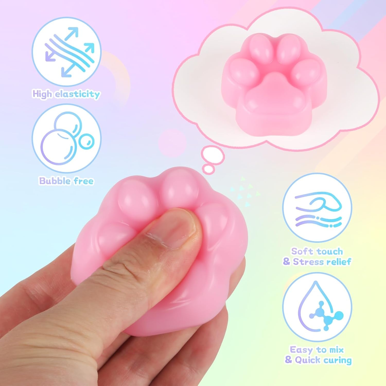 Taba Squishy Kit with 10 Molds, 18OZ Liquid Silicone Squishy Making Kit with Guided, Bubble Free, Odorless and Faster Fully Cures, DIY Squishy Kit, Flocking Powder, Stress Relief Entertainment