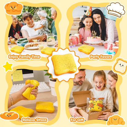 Bread Butter Squishy Slow Rising Stress Relief Fidget Toy (Yellow) | Soft Sensory Squishies for Anxiety Relief and Party Favors for All Ages