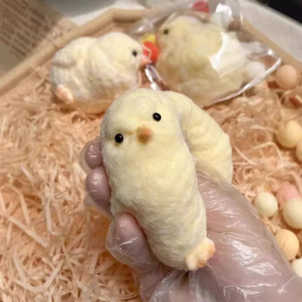 Kawaii Mini Chicken Silicone Stress Relief Toy - Soft Squeeze Fidget Hamster for Teens and Kids