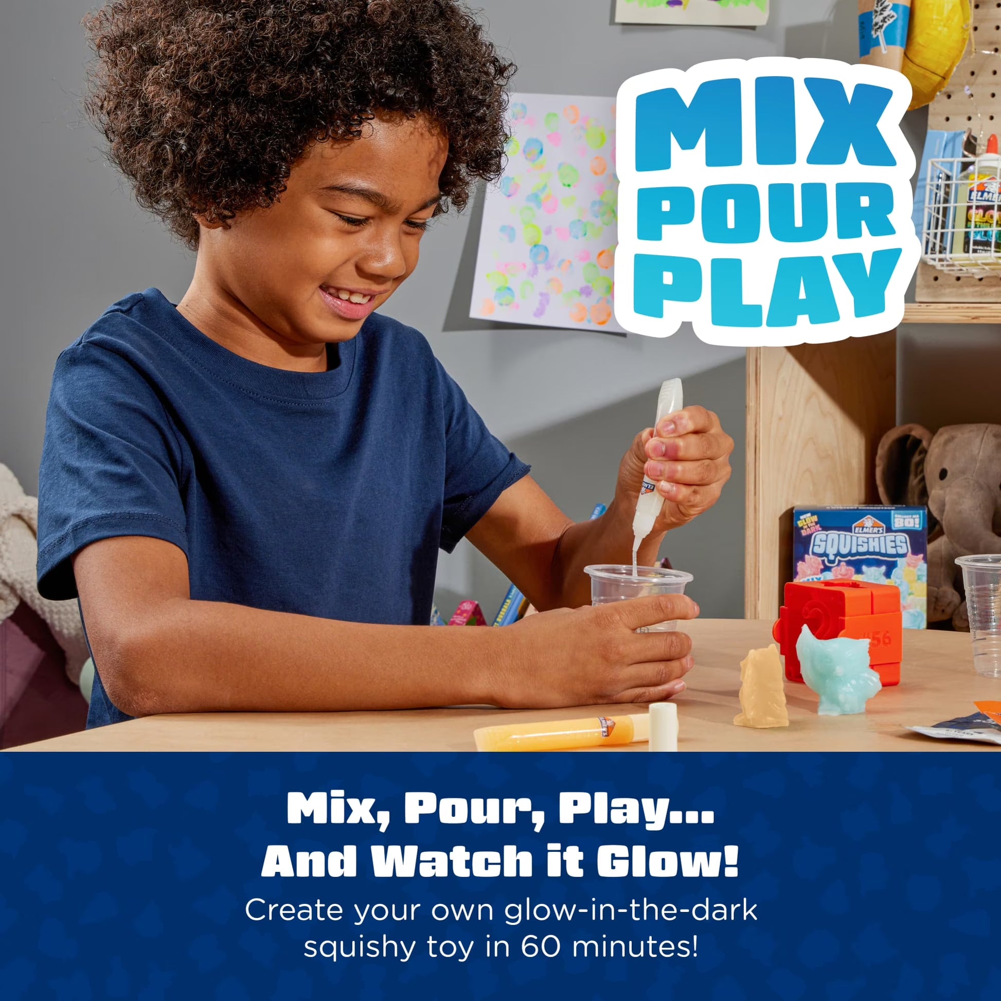 Elmer's DIY Squishy Toy Kit - 2 Count Mystery Characters with Glow in the Dark Colors