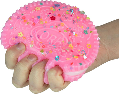 ORB Tabalicious Jumbo Pink TABA Squishy Cookie - Extra Soft, Oversized Sandwich Cookie for Stress Relief - Fidget Toy for All Ages