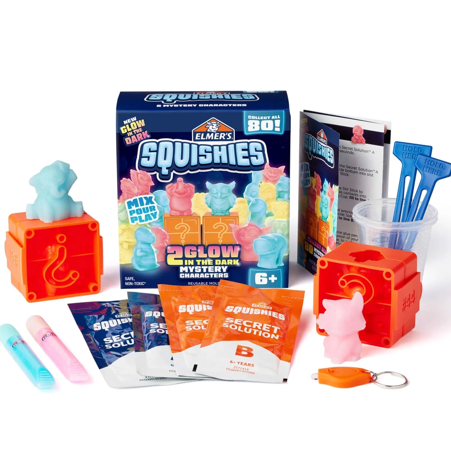 Elmer's DIY Squishy Toy Kit - 2 Count Mystery Characters with Glow in the Dark Colors