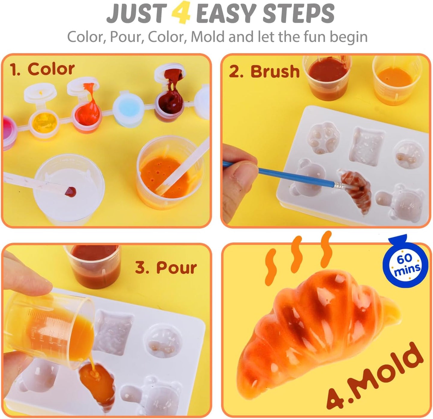 Mini Bakery Taba Squishy Craft Kit: DIY Mini Food Squishies with 12 Molds for Adults