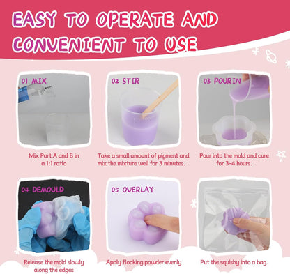 DIY Taba Squishy Kit - 18oz Rubber Squishy Creation Set with Instructions for Making Your Own Taba Squid Using Silicone Molds, Soft Stress Relief Squeeze Toy, Perfect for Stress Relief and Entertainment Gifts
