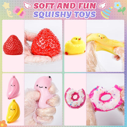 20-Piece Taba Squishy Fidget Toy Pack - Stress Relief Sensory Toys Featuring Chick, Cat Paws, Hamster, and Strawberry Designs - Ideal for Kids, Classroom Gifts, and Goodie Bags (11 Large + 9 Small)