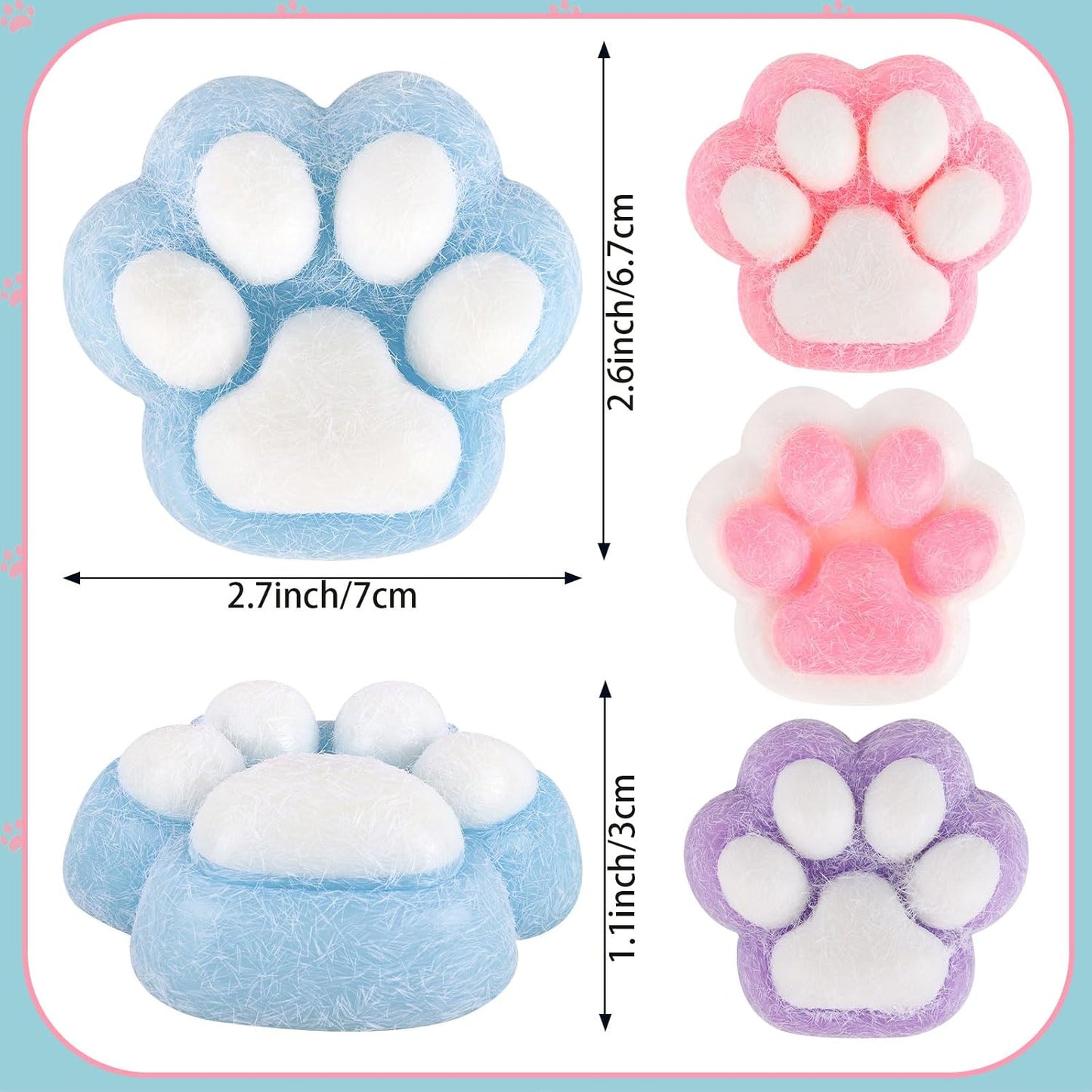 4-Pack Soft Squishy Cat Paw Stress Relief Toys for Kids and Adults - Ideal for Anxiety Management, Classroom Rewards, Birthday Gifts, and Party Favors