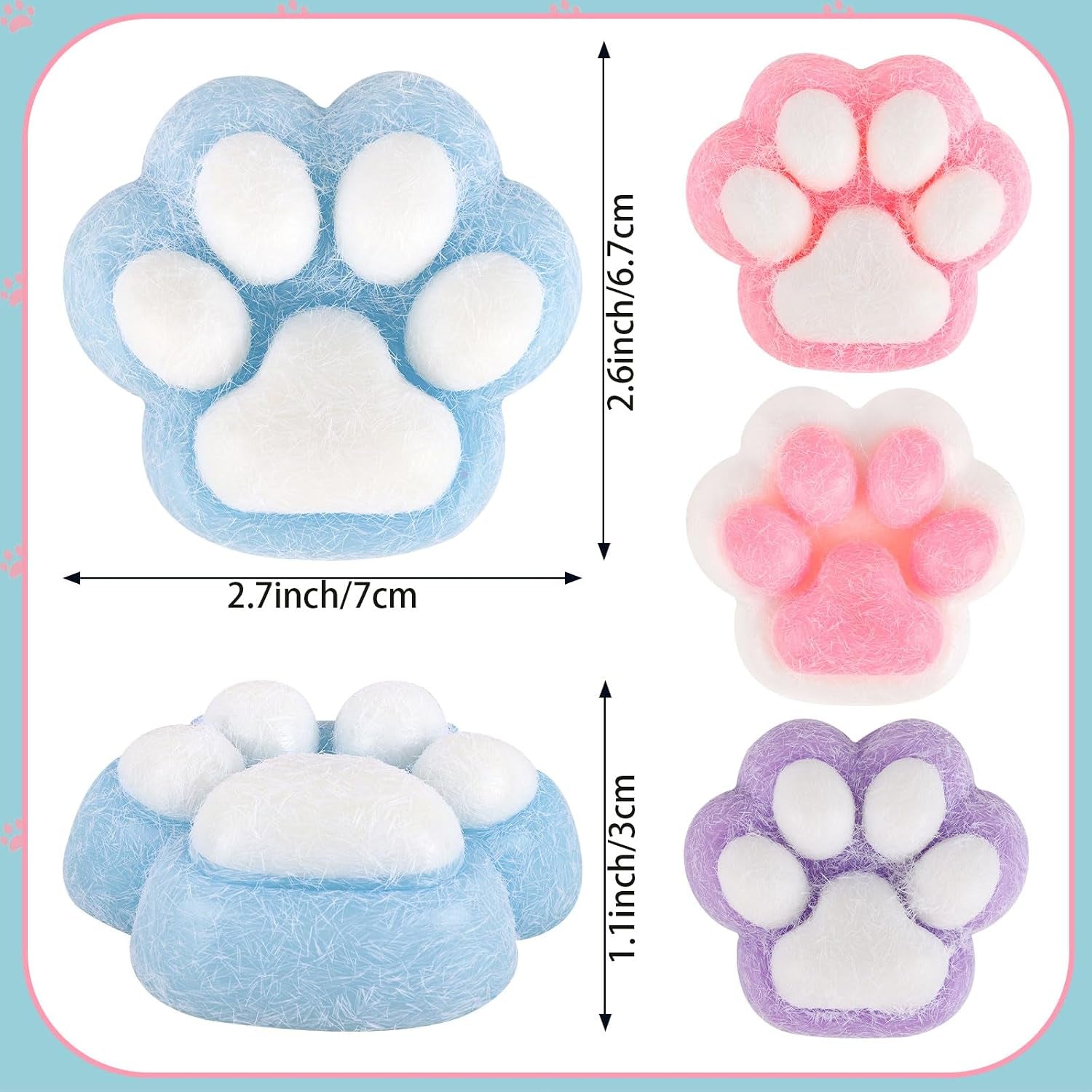 4-Pack Soft Squishy Cat Paw Stress Relief Toys for Kids and Adults - Ideal for Anxiety Management, Classroom Rewards, Birthday Gifts, and Party Favors