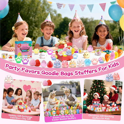30-Pack Taba Squishy Toys Set - Mini Squishies for Kids, Ideal for Party Favors, Goodie Bag Stuffers, and Classroom Prizes
