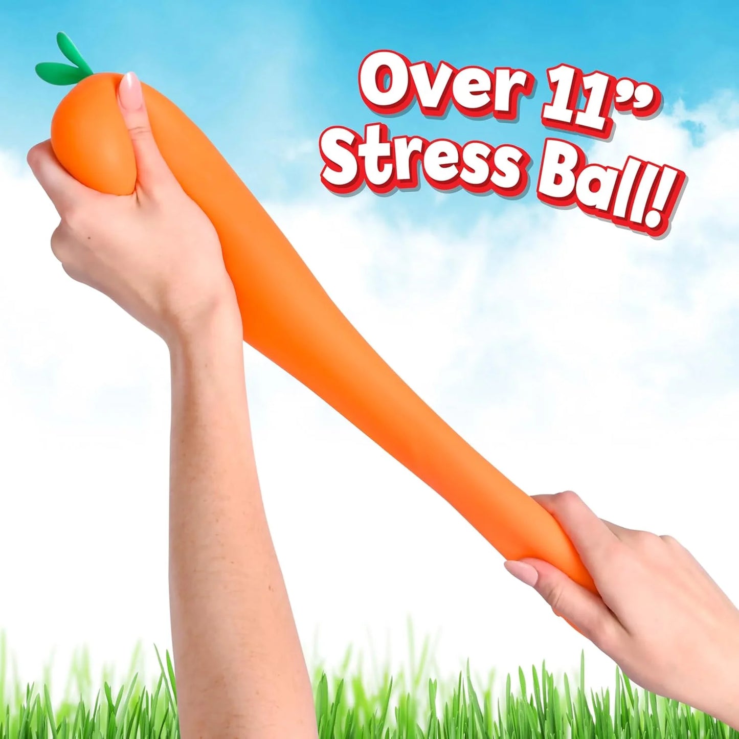 Jumbo Squish Carrot Toys, 12" Gaint Squish Vegetable - Mega Fruit Stress Relief Toys - Fidget Sensory Food Fun Gift for Kiddo, Teens Adults