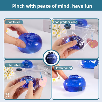 Handcrafted Silicone Taba Clear Blueberry Jumbo Squishy Toy - Safe, Non-Toxic Stress Relief and Fidgeting Aid for Kids and Adults