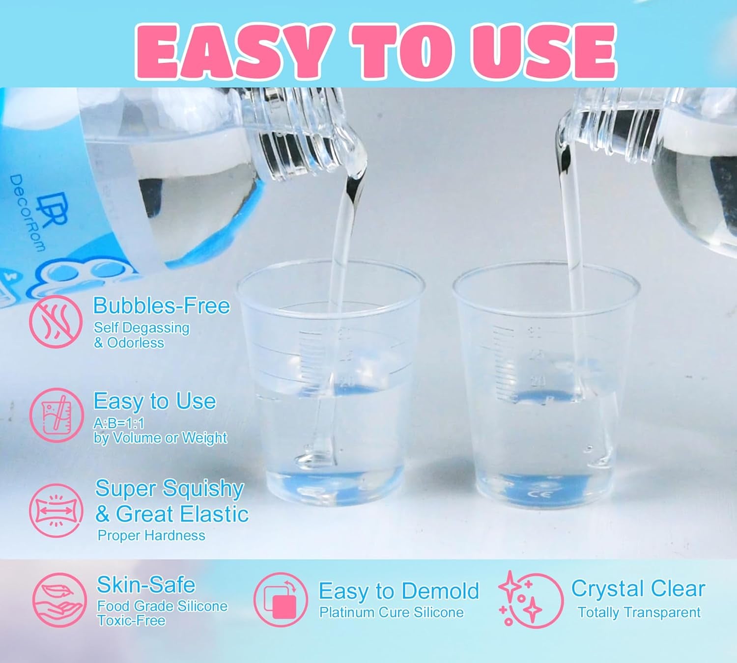 Liquid Silicone for Taba Squishy Kit - 18oz Transparent Fast-Curing Rubber for DIY Cat Paw Molds and Stress Relief Crafts