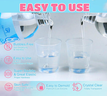 Liquid Silicone for Taba Squishy Kit - 18oz Transparent Fast-Curing Rubber for DIY Cat Paw Molds and Stress Relief Crafts