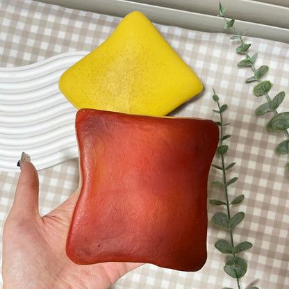 Set of 2 Soft Toast Squishies - Realistic Butter Bread Fidget Toys for Stress Relief, Sensory Play, and Gift Giving