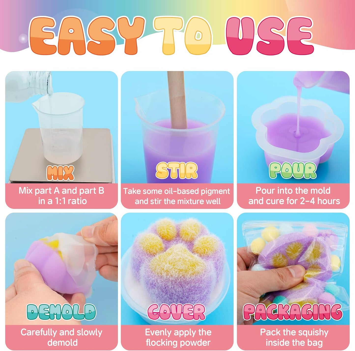 Taba Squishy Making Kit for Children - Crafting Set for Girls Aged 8-12 | 18OZ Rubber with Beginner's Guide and Molds - Ideal Arts and Crafts Gift for Birthdays