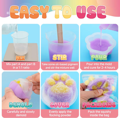 Taba Squishy Making Kit for Children - Crafting Set for Girls Aged 8-12 | 18OZ Rubber with Beginner's Guide and Molds - Ideal Arts and Crafts Gift for Birthdays