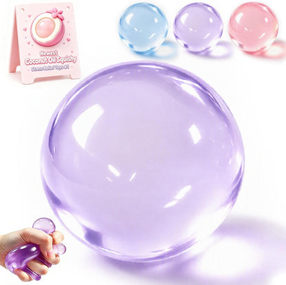 Coconut Oil Infused Slow Rising Fidget Toys for Stress Relief | Purple Stress Ball and Sensory Squeeze Toys for Adults and Kids, Ideal Party Favors for Anxiety Management