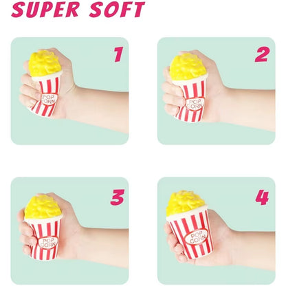 Jumbo Kawaii Popcorn Anti-Stress Squeeze Toy - Soft Rising Fun Food Props for Events and Entertainment