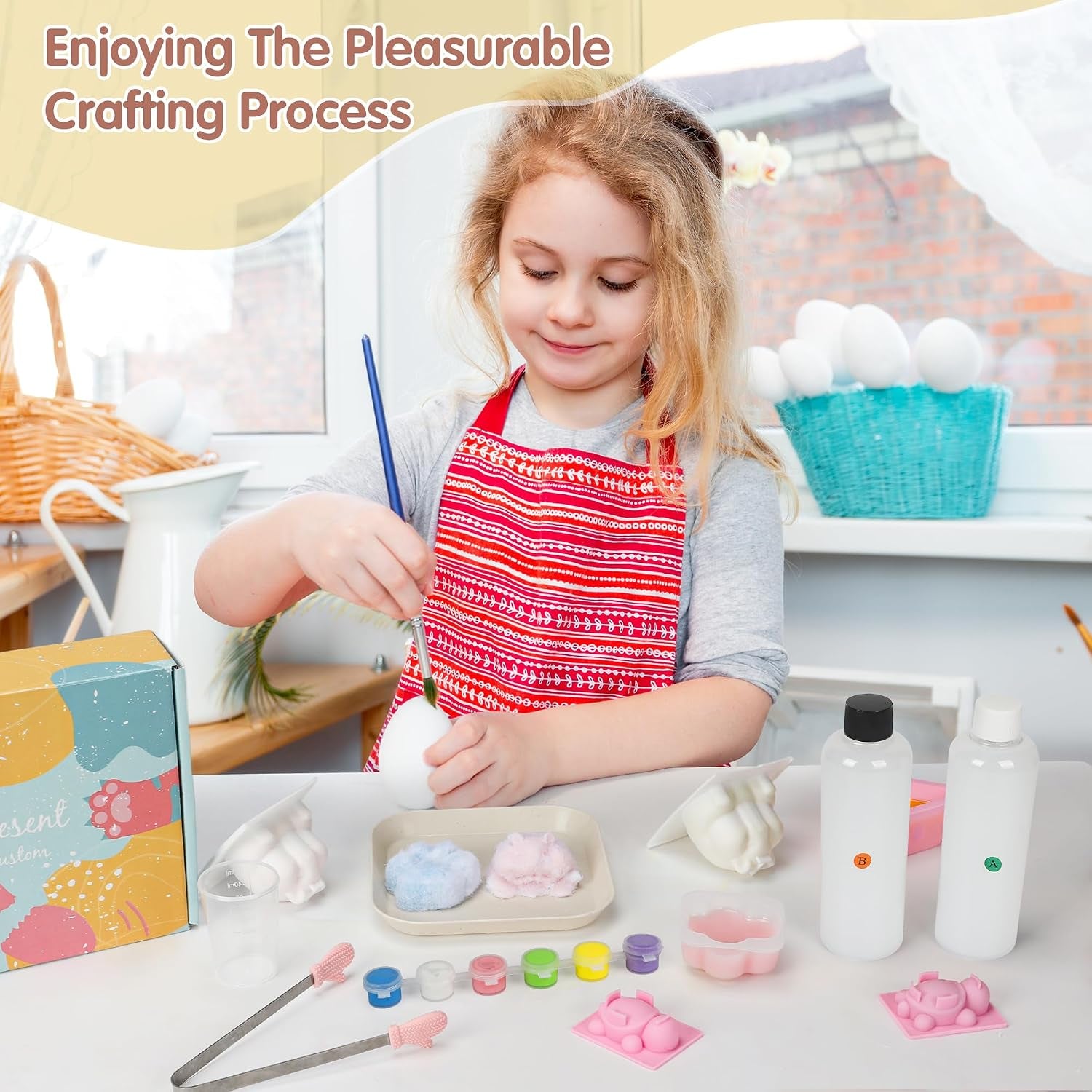 Taba 500G DIY Squishy Making Kit - 1:1 AB Liquid Silicone with Bubble-Free Curing, Includes 6 Molds and Flocking Powder for Stress Relief Gifts