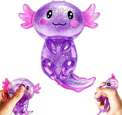 Axolotls Squishies Fidget Stress Ball,Cute Squishies Axolotls Toy,Easter Basket Stuffers, Stress Ball Squeeze Toys for Stress Relief (Purple)