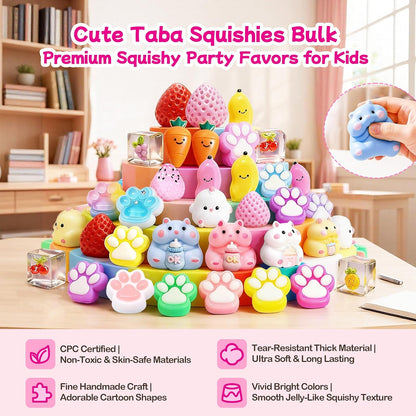 30-Pack Taba Squishy Toys Set - Mini Squishies for Kids, Ideal for Party Favors, Goodie Bag Stuffers, and Classroom Prizes
