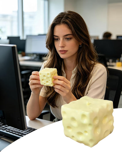 Coconut Oil Stress Ball, Cheese-Shaped Squishy Ball - Soft Jelly with a Bubblegum Texture, Slow-Rising Fidget Stress Ball for Stress Relief and Relaxation, Non-Sticky, Helps Improve Focus