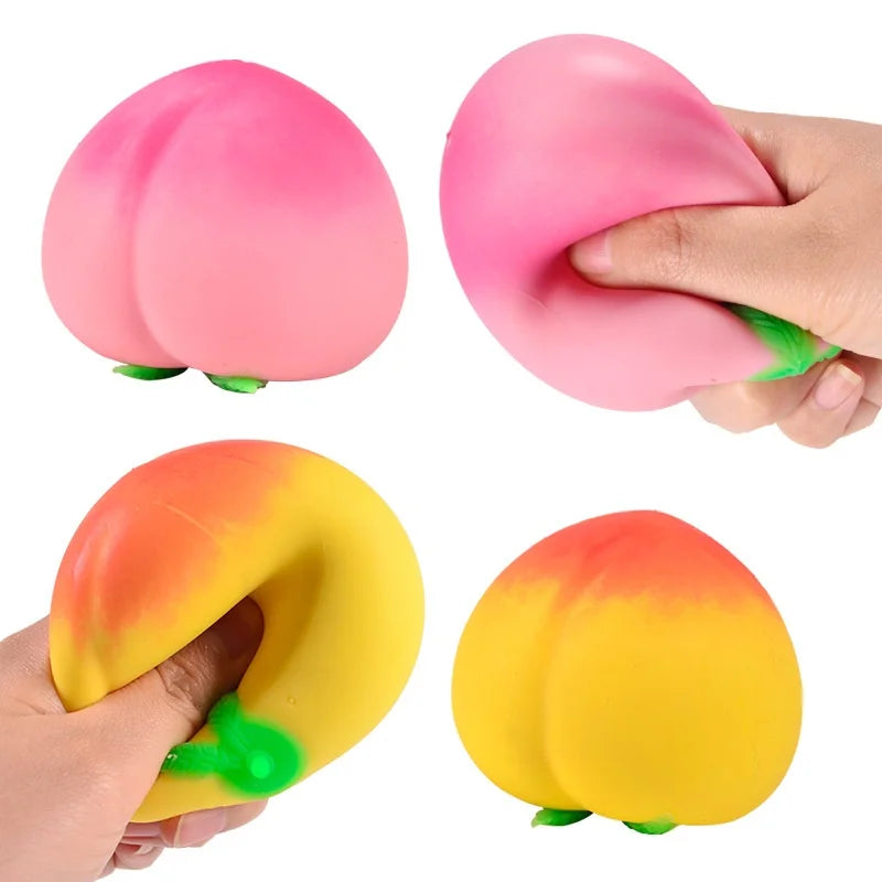 Dragon Fruit, Peach, Orange, Durian, Mango, Banana, and Strawberry Soft Squeeze Stress Relief Fidget Toy for Office and Home