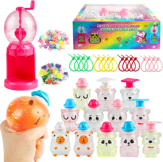 DIY Hand-Crank Squishy Maker - Create 12 Adorable Animal Squishies with Decorative Fillings for Stress Relief Gifts