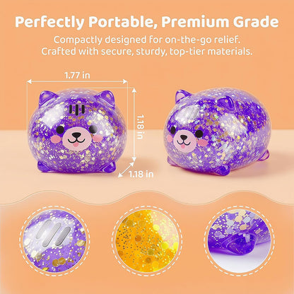 4 Pack Squishy Shiba Inu Stress Ball, Miniature Figurines & Desk Decor | Glitter Shiba Inu Squishy Balls Home & Garden Decoration Tiny Shiba Inu Squishy for Adults, Party Favors & Birthday Gifts