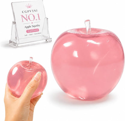 Pink Apple Squishy Slushy Coconut Oil Stress Relief Toy - Giant Slow Rising Fidget Squeeze Ball for Adults