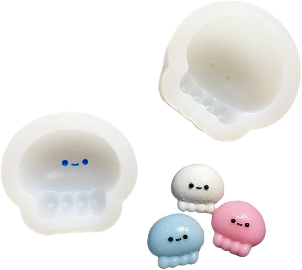 Set of 2 Jellyfish Silicone Molds for DIY Craft and Squishy Creation