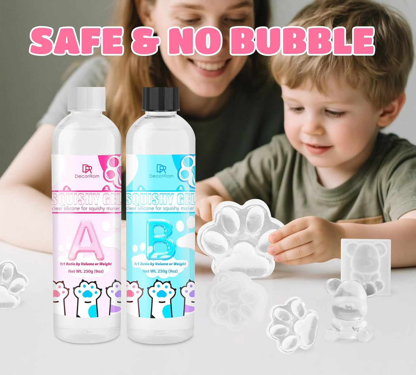 Liquid Silicone for Taba Squishy Kit - 18oz Transparent Fast-Curing Rubber for DIY Cat Paw Molds and Stress Relief Crafts