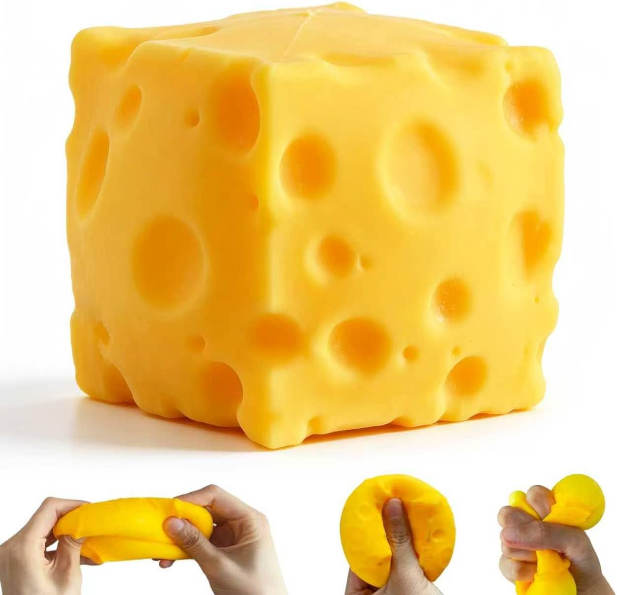 Yellow Cheeses Squeeze Toy, Easter Basket Stuffers for Kids Teens, Soft Simulation Food Squeeze Toy, Cute Desk Decor, Birthday Gift for Girls Boys, Office Classroom Fidget Pack