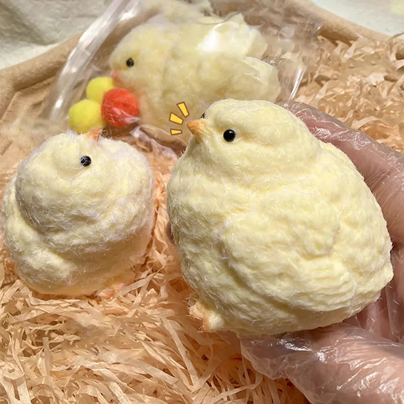 Kawaii Mini Chicken Silicone Stress Relief Toy - Soft Squeeze Fidget Hamster for Teens and Kids