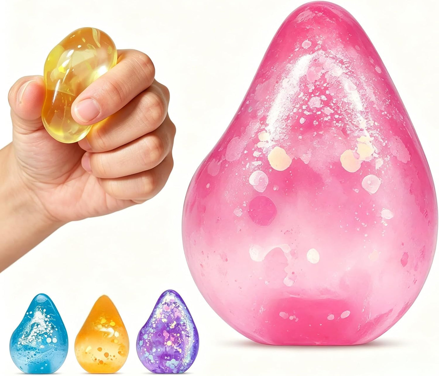 Stress Relief Fidget Cube, Squishy Sensory Toy for Anxiety Management, Ice Malt Sugar Ball Design, Ideal for Children with Autism, Classroom Reward (1 Pack - Pink)