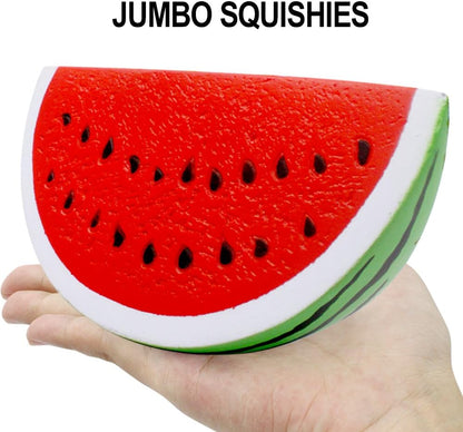 Set of 6 Jumbo Slow Rising Fruit Squishies - Strawberry, Peach, Banana, Lemon, Watermelon, Pineapple - Cream Scented Stress Relief Toys for All Ages