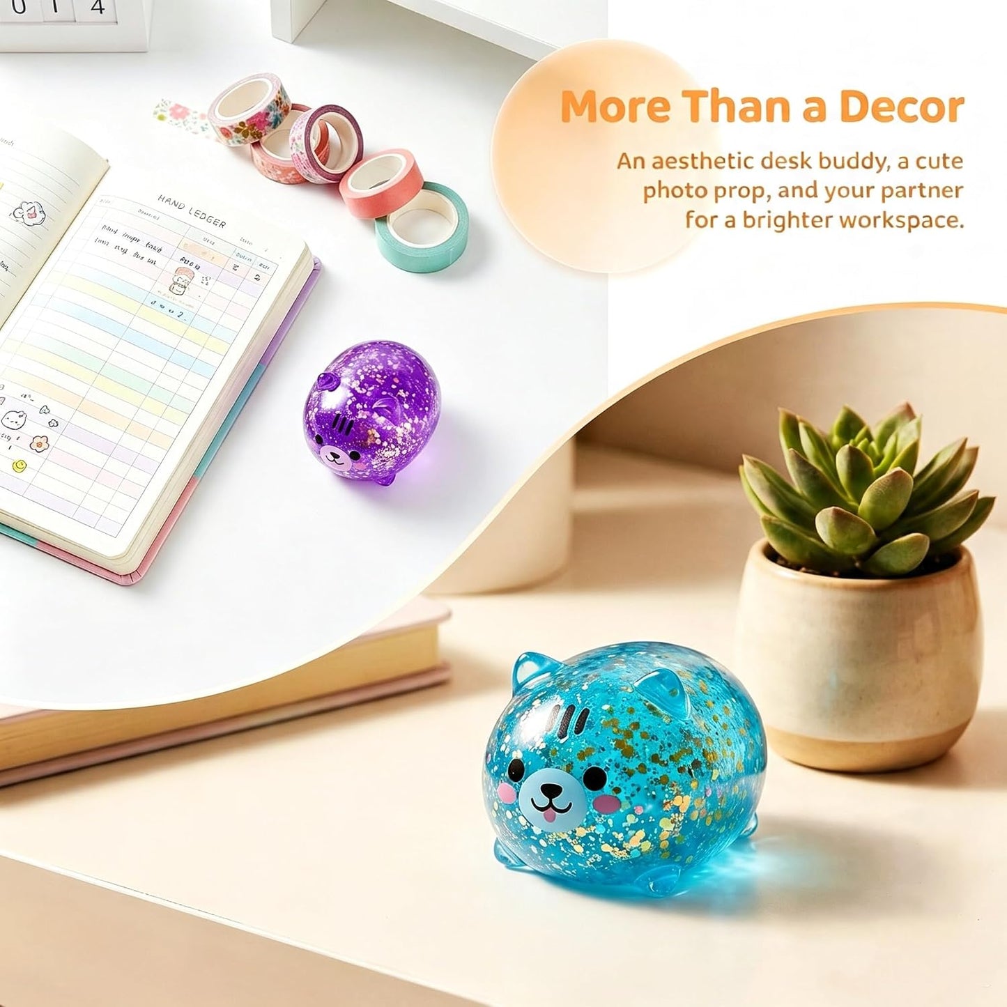 4 Pack Squishy Shiba Inu Stress Ball, Miniature Figurines & Desk Decor | Glitter Shiba Inu Squishy Balls Home & Garden Decoration Tiny Shiba Inu Squishy for Adults, Party Favors & Birthday Gifts