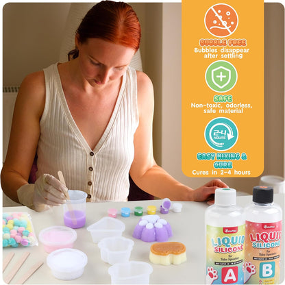 Taba Squishy Making Kit for Children - Crafting Set for Girls Aged 8-12 | 18OZ Rubber with Beginner's Guide and Molds - Ideal Arts and Crafts Gift for Birthdays