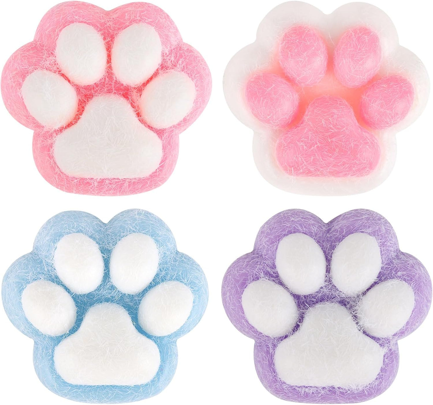 4-Pack Soft Squishy Cat Paw Stress Relief Toys for Kids and Adults - Ideal for Anxiety Management, Classroom Rewards, Birthday Gifts, and Party Favors