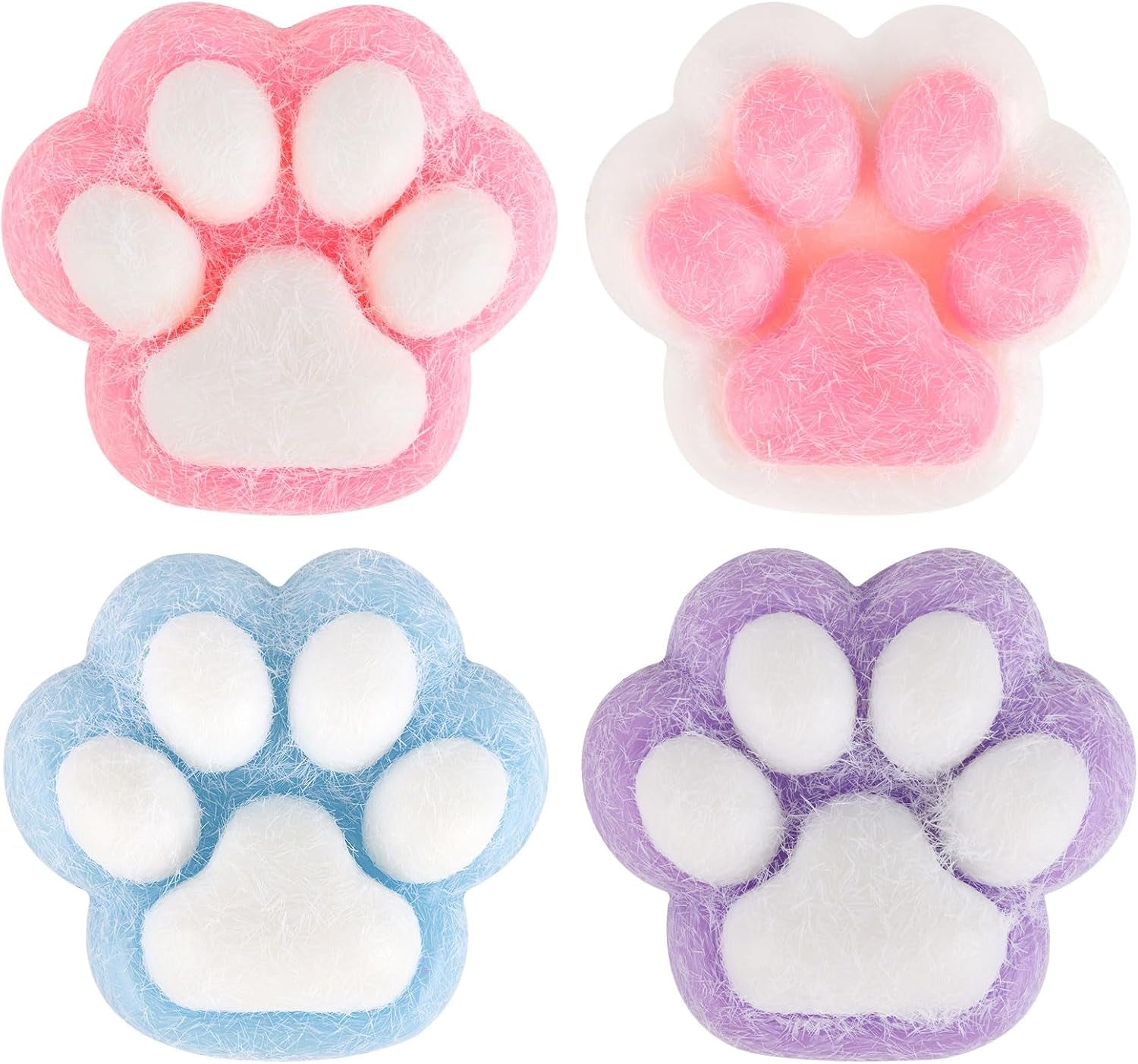 4-Pack Soft Squishy Cat Paw Stress Relief Toys for Kids and Adults - Ideal for Anxiety Management, Classroom Rewards, Birthday Gifts, and Party Favors