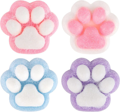 4-Pack Soft Squishy Cat Paw Stress Relief Toys for Kids and Adults - Ideal for Anxiety Management, Classroom Rewards, Birthday Gifts, and Party Favors